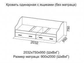 Кровать одинарная с ящиками (Без матраца 0,9*2,0) в Нижних Сергах - nizhnie-sergi.магазин96.com | фото